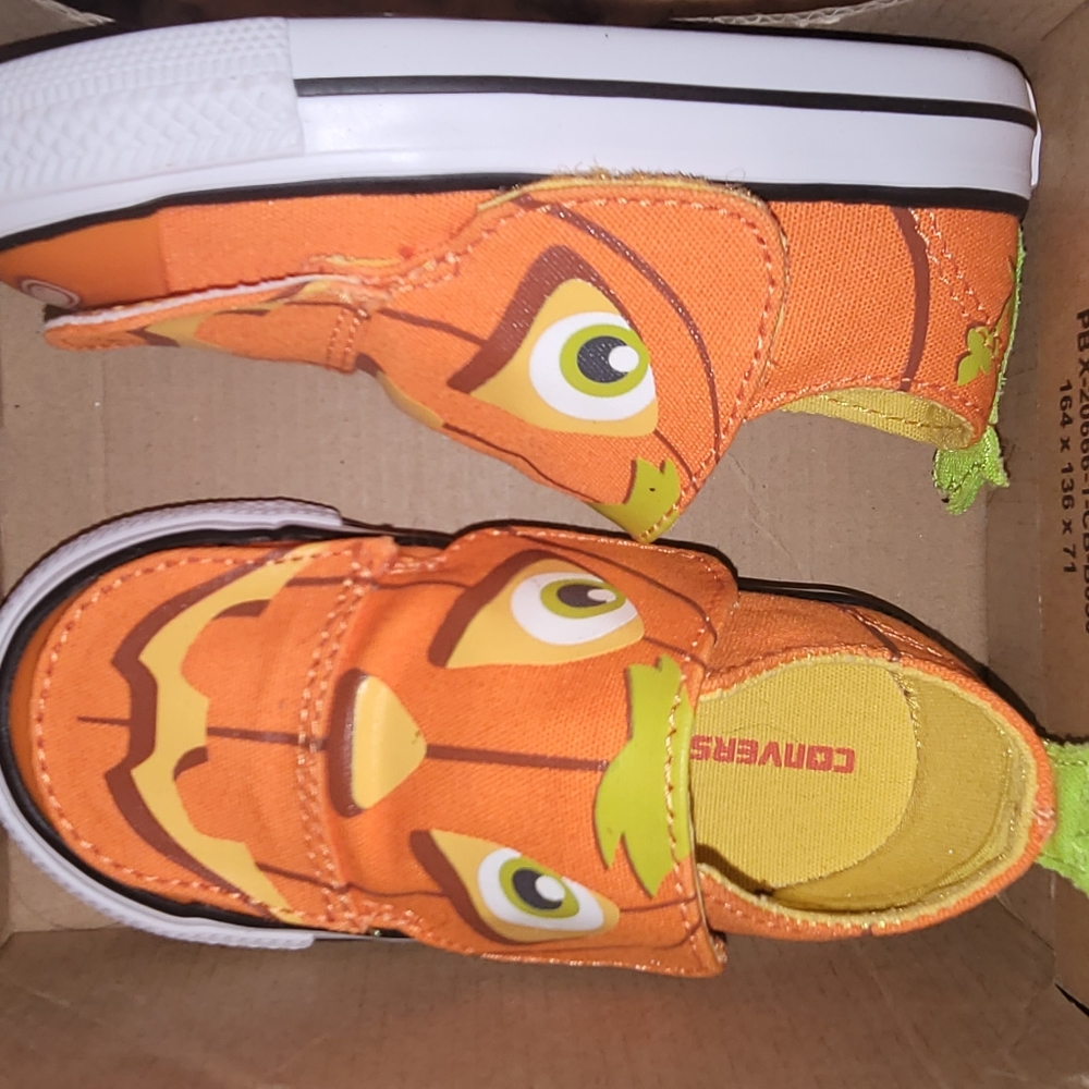 Converse Pumpkin Jack o Lantern Baby Toddler Halloween Shoes (6) Low Tops Flip